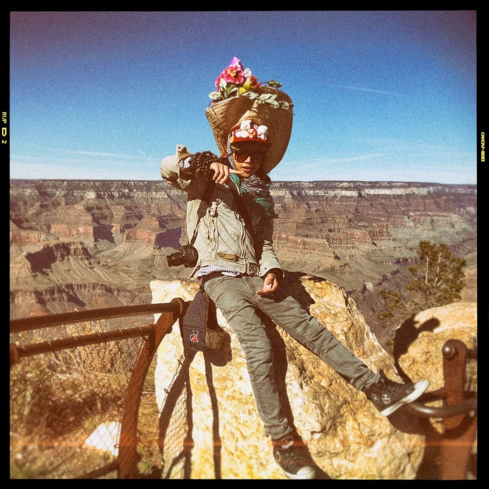 Sakarit posing with one of his favorite hats, Grand Canyon National Park, Arizona, 2012.