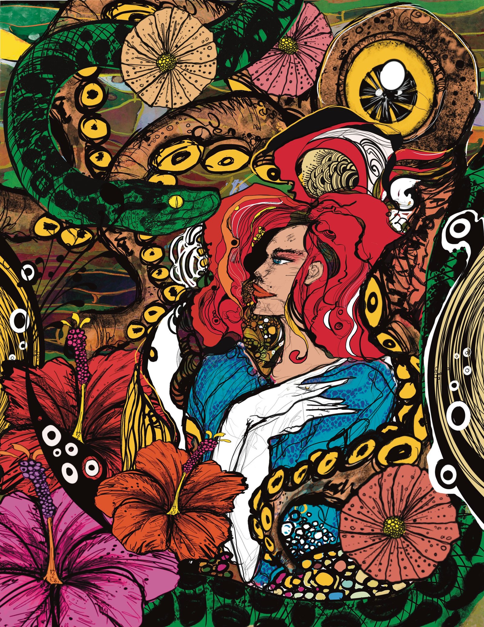 This digital painting showcases my deep admiration for Art Nouveau and my affinity for themes like daydreaming and reverie.