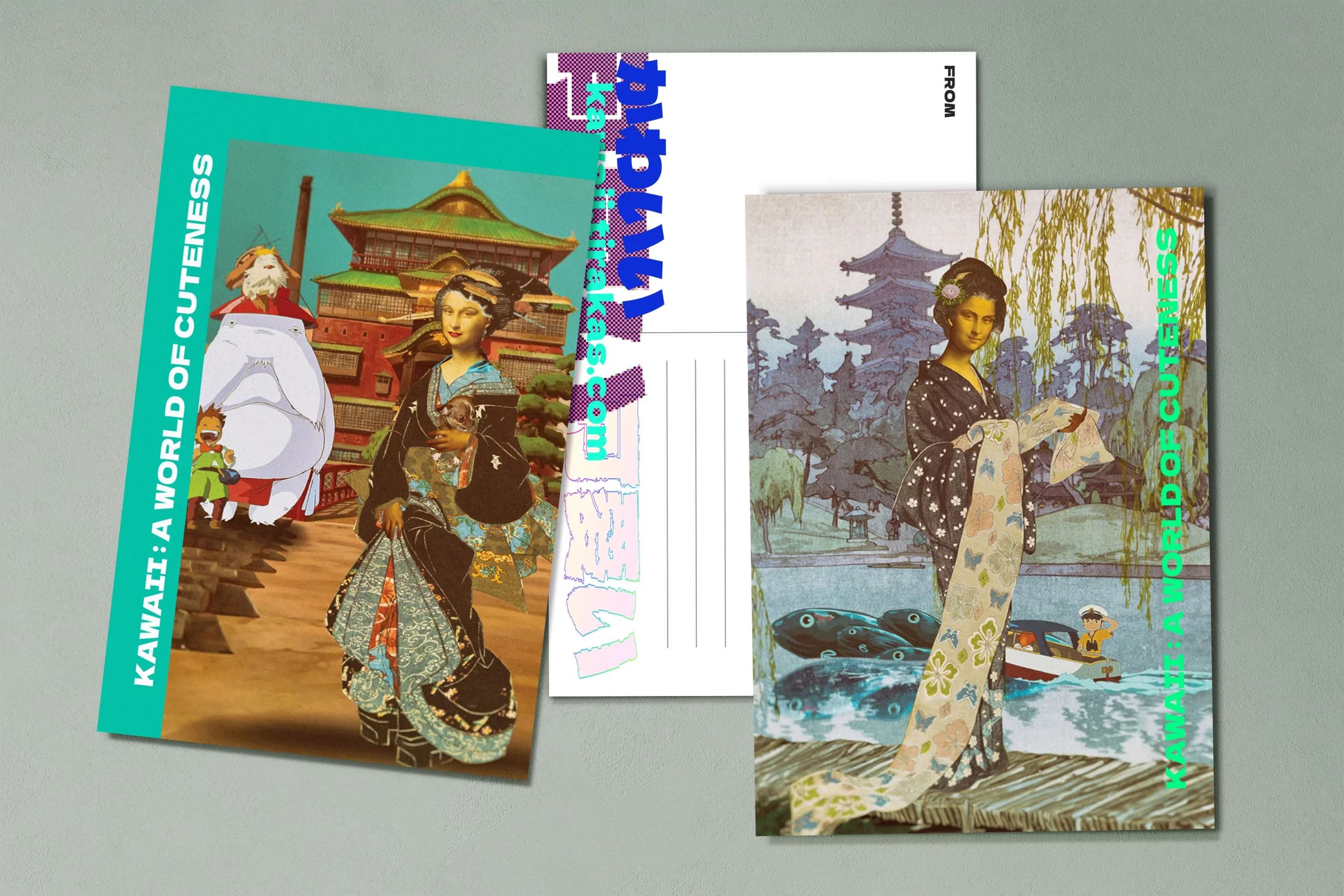 Mona Lisa in Kimono | Kawaii Postcards Series