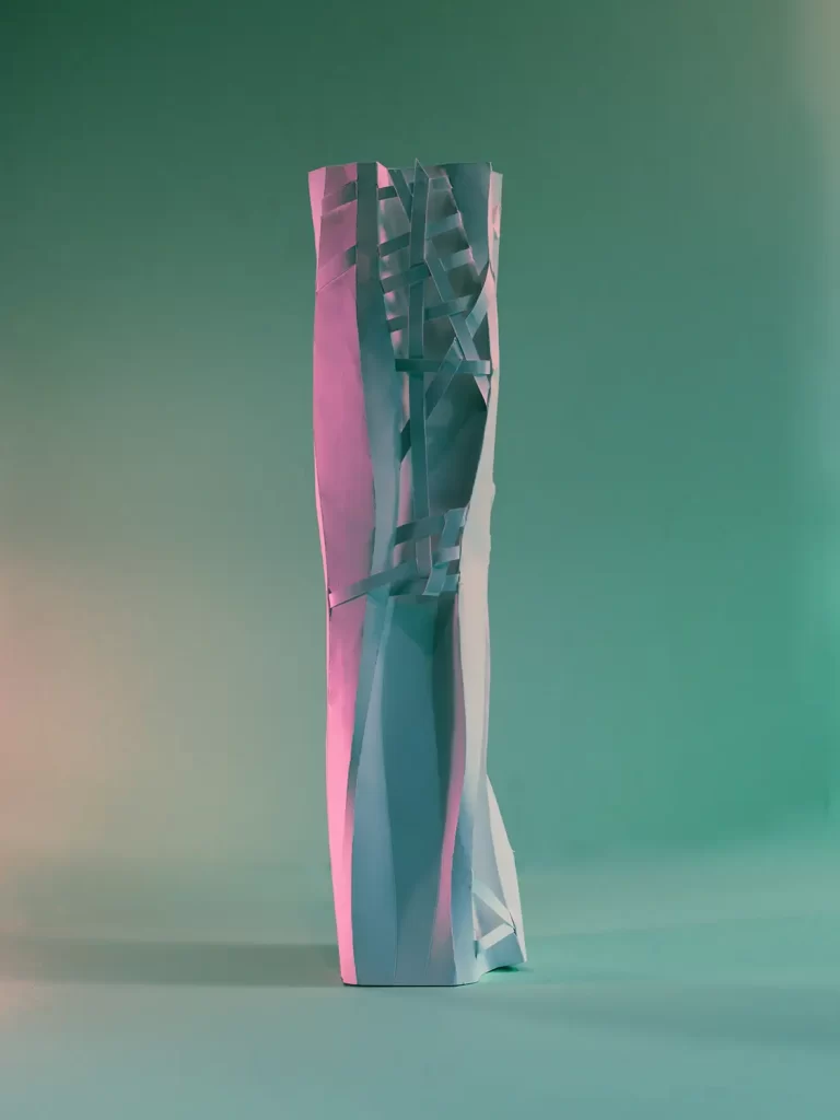 The Elysian Family are 5 sculptures made of paper inspired by Richard Serra's 1967 "Verb List" concept.
