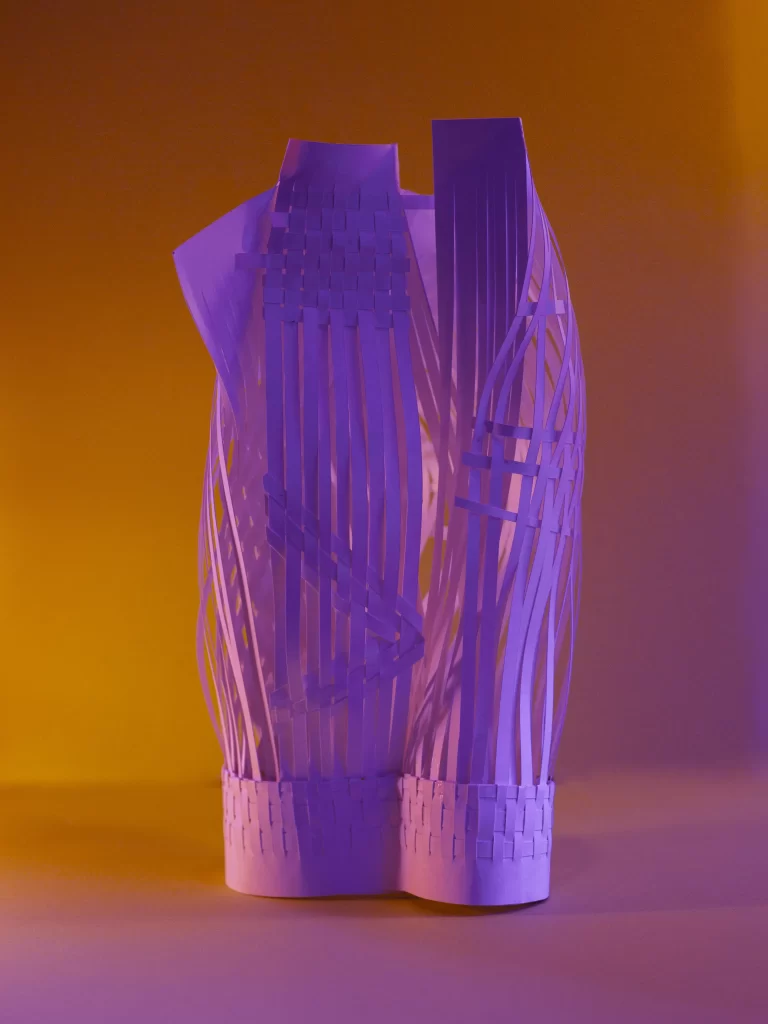 The Elysian Family are 5 sculptures made of paper inspired by Richard Serra's 1967 "Verb List" concept.